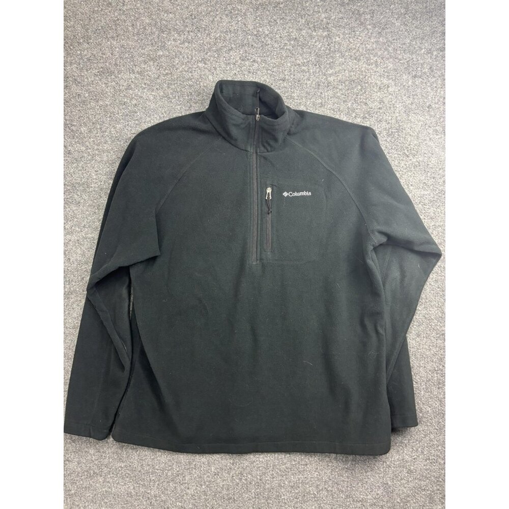 Columbia Sweatshirt Mens XL Black Fleece 1/4‎ Zip Pullover Chest Pocket Outdoor